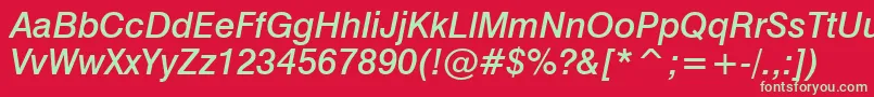 Swiss721MediumItalicBt Font – Green Fonts on Red Background