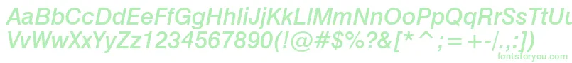 Swiss721MediumItalicBt Font – Green Fonts on White Background