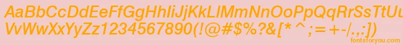 Swiss721MediumItalicBt Font – Orange Fonts on Pink Background