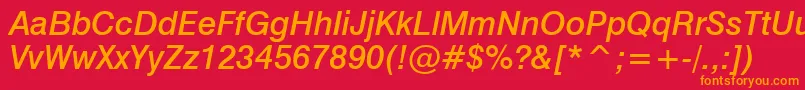 Swiss721MediumItalicBt Font – Orange Fonts on Red Background