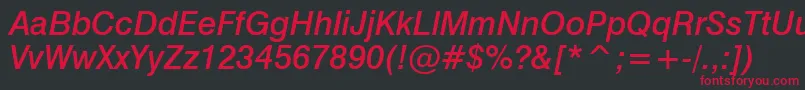 Swiss721MediumItalicBt Font – Red Fonts on Black Background