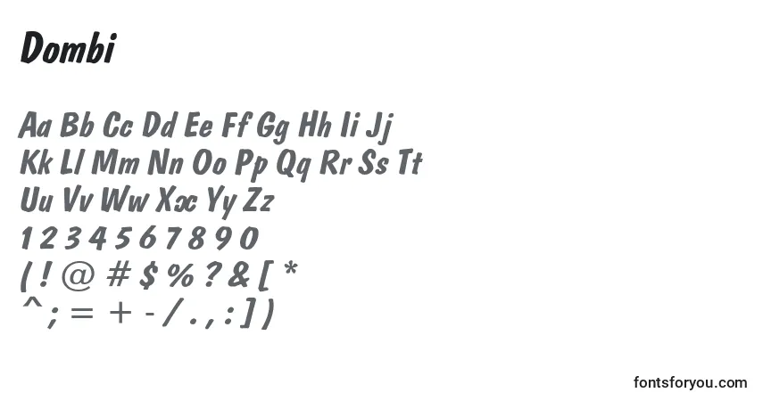 A fonte Dombi – alfabeto, números, caracteres especiais