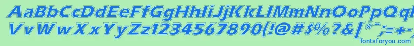 ErascontourItalic-Schriftart – Blaue Schriften auf grünem Hintergrund
