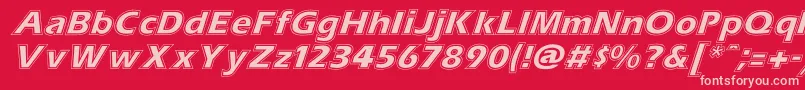 ErascontourItalic-Schriftart – Rosa Schriften auf rotem Hintergrund