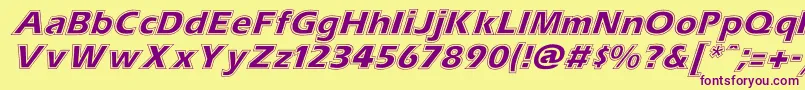 ErascontourItalic-Schriftart – Violette Schriften auf gelbem Hintergrund