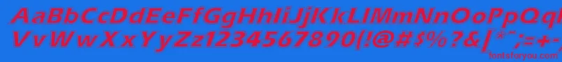 Czcionka ErascontourItalic – czerwone czcionki na niebieskim tle
