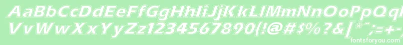 Fonte ErascontourItalic – fontes brancas em um fundo verde