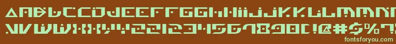 フォントGenv2e – 緑色の文字が茶色の背景にあります。