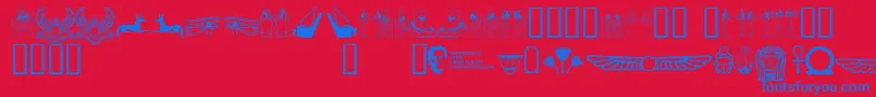 Neferchi-Schriftart – Blaue Schriften auf rotem Hintergrund