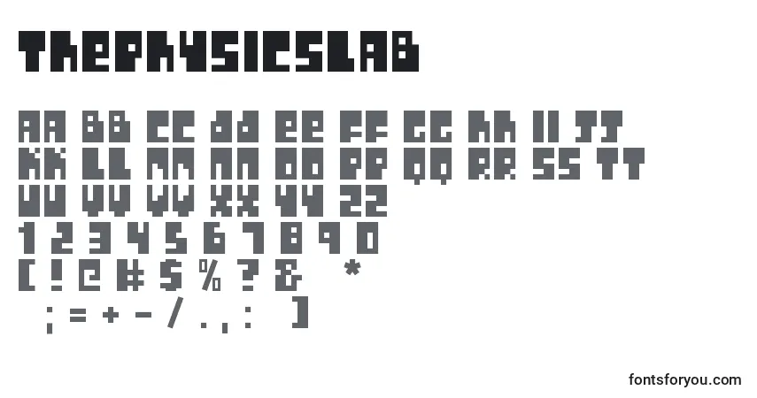 Czcionka ThePhysicsLab – alfabet, cyfry, specjalne znaki