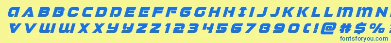 フォントJeebratitleital – 青い文字が黄色の背景にあります。