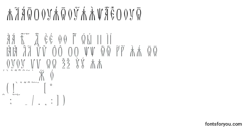 A fonte ZlatoustUcsSpacedout – alfabeto, números, caracteres especiais