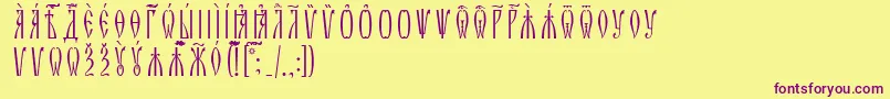 ZlatoustUcsSpacedout Font – Purple Fonts on Yellow Background