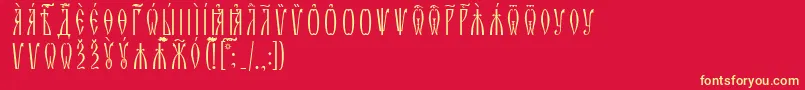 フォントZlatoustUcsSpacedout – 黄色の文字、赤い背景