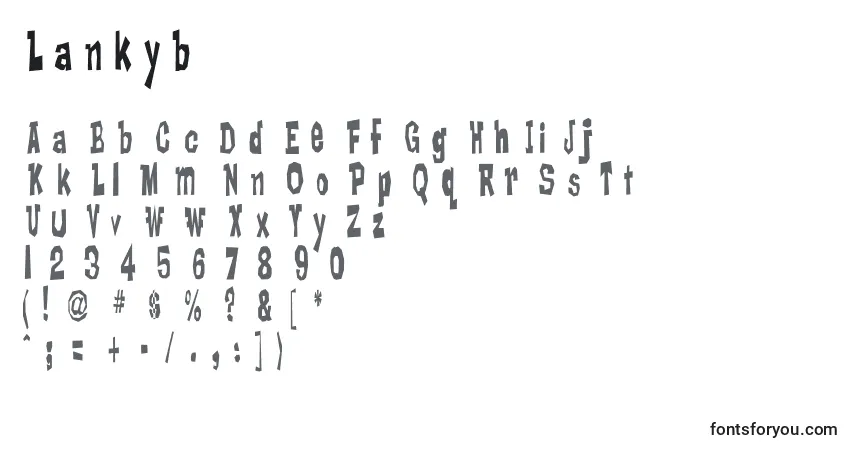 Schriftart Lankyb – Alphabet, Zahlen, spezielle Symbole