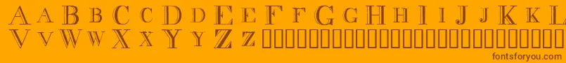 Decnodi-Schriftart – Braune Schriften auf orangefarbenem Hintergrund