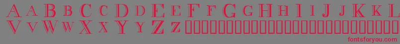 フォントDecnodi – 赤い文字の灰色の背景