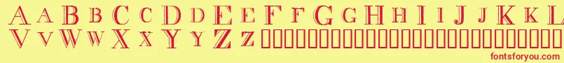 Decnodi Font – Red Fonts on Yellow Background