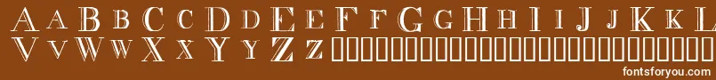 Decnodi-Schriftart – Weiße Schriften auf braunem Hintergrund