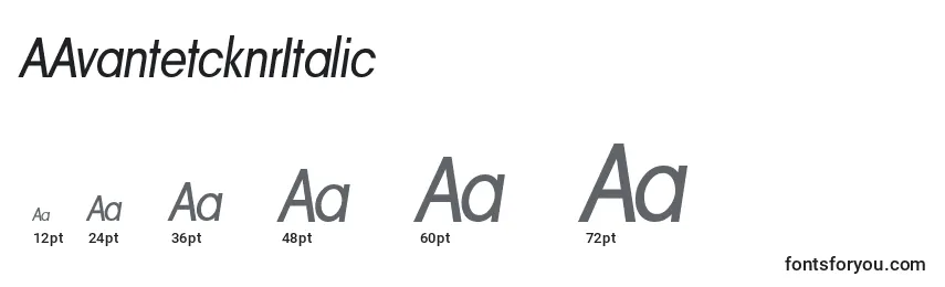 Размеры шрифта AAvantetcknrItalic