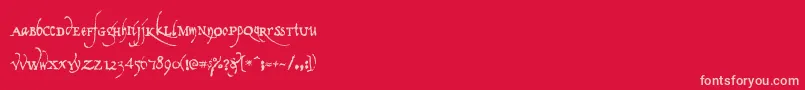 Fonte Americratika – fontes rosa em um fundo vermelho