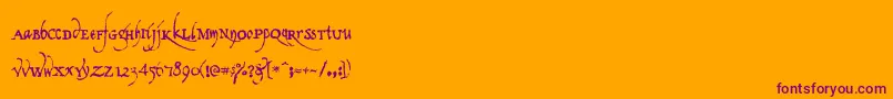 Czcionka Americratika – fioletowe czcionki na pomarańczowym tle