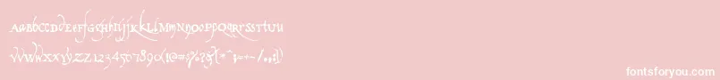 Fonte Americratika – fontes brancas em um fundo rosa