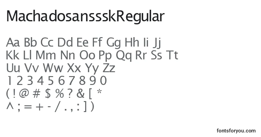 A fonte MachadosanssskRegular – alfabeto, números, caracteres especiais