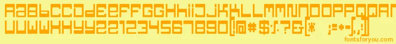 フォントTpfJaibRegular – オレンジの文字が黄色の背景にあります。