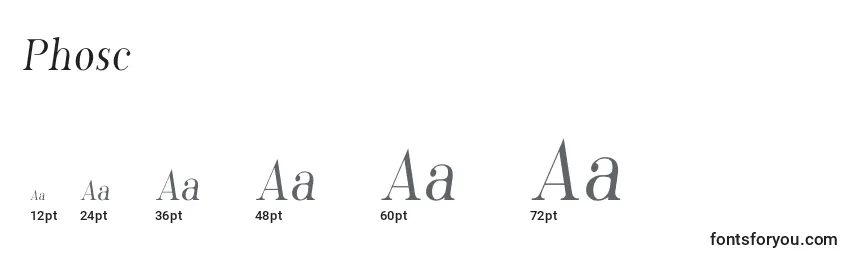 Размеры шрифта Phosc