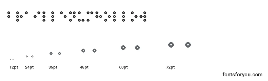 Braillenumhollow-fontin koot