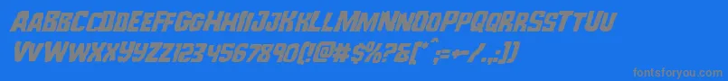 Monsterhuntersuperital-Schriftart – Graue Schriften auf blauem Hintergrund