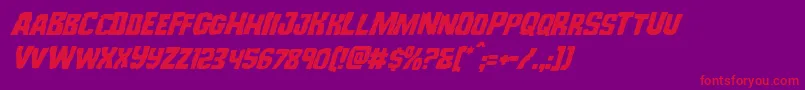 Monsterhuntersuperital-Schriftart – Rote Schriften auf violettem Hintergrund