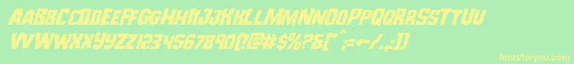 Monsterhuntersuperital Font – Yellow Fonts on Green Background