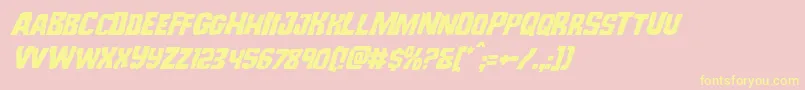 Monsterhuntersuperital-Schriftart – Gelbe Schriften auf rosa Hintergrund