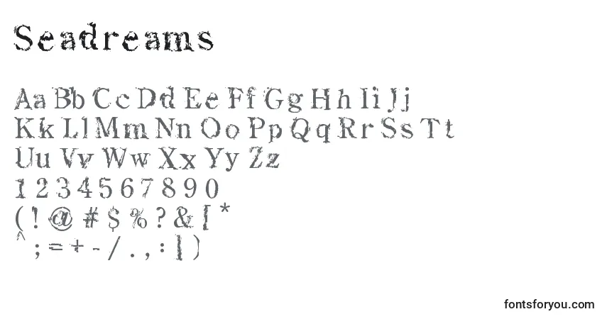 Czcionka Seadreams – alfabet, cyfry, specjalne znaki