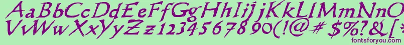 Wlscribbleflinger Font – Purple Fonts on Green Background