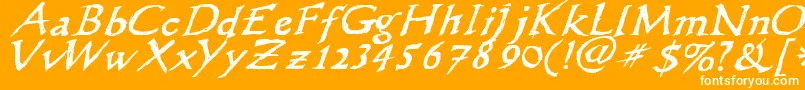 Wlscribbleflinger-Schriftart – Weiße Schriften auf orangefarbenem Hintergrund