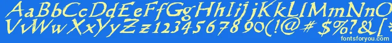 Wlscribbleflinger Font – Yellow Fonts on Blue Background