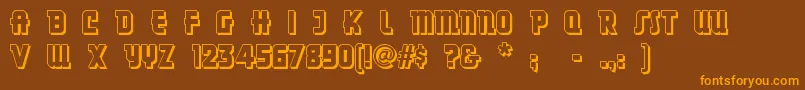 フォントDancingdonuts – オレンジ色の文字が茶色の背景にあります。
