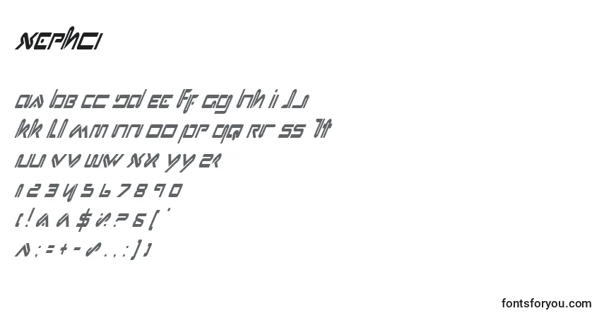 A fonte Xephci – alfabeto, números, caracteres especiais