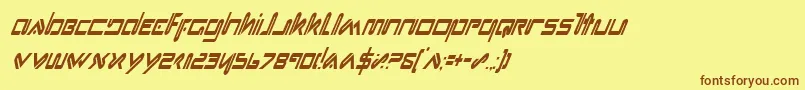 フォントXephci – 茶色の文字が黄色の背景にあります。