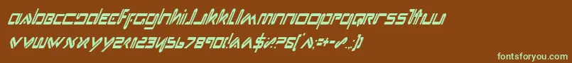 フォントXephci – 緑色の文字が茶色の背景にあります。