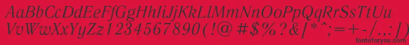 Czcionka LiteraturnayacItalic – czarne czcionki na czerwonym tle