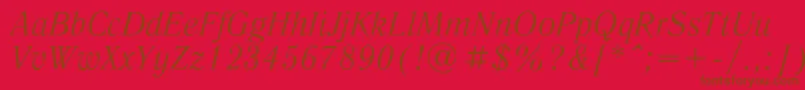 フォントLiteraturnayacItalic – 赤い背景に茶色の文字