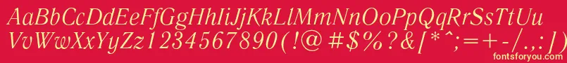 LiteraturnayacItalic Font – Yellow Fonts on Red Background