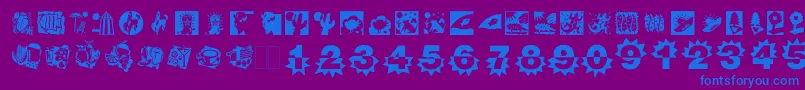 フォントDfNaturalsLetPlain.2.0 – 紫色の背景に青い文字