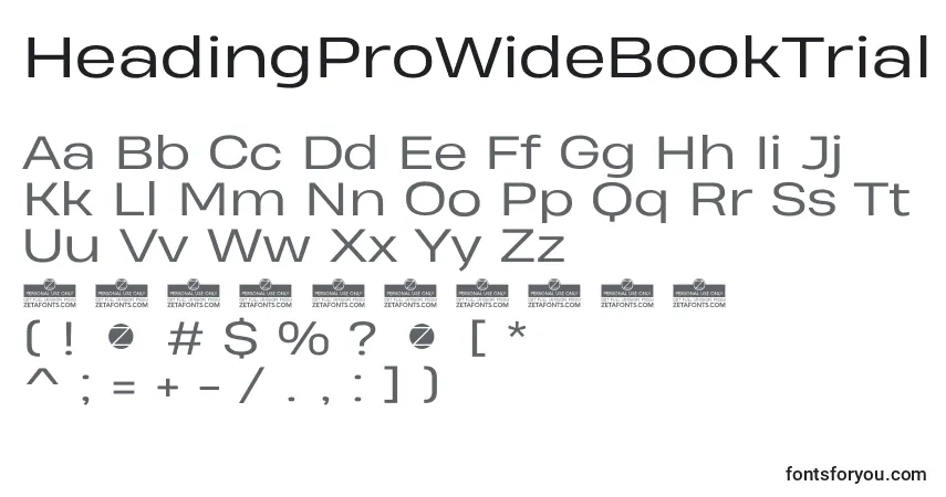 Schriftart HeadingProWideBookTrial – Alphabet, Zahlen, spezielle Symbole