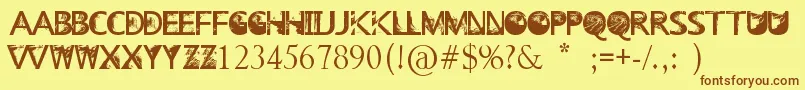 VenueOnTheBeach-fontti – ruskeat fontit keltaisella taustalla