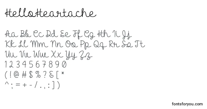 Schriftart HelloHeartache – Alphabet, Zahlen, spezielle Symbole